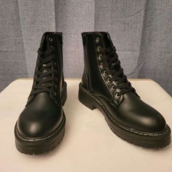 Sugar Women's Reggie Lace Up Lug Sole Combat Boots Black Size 10M - Picture 6 of 7